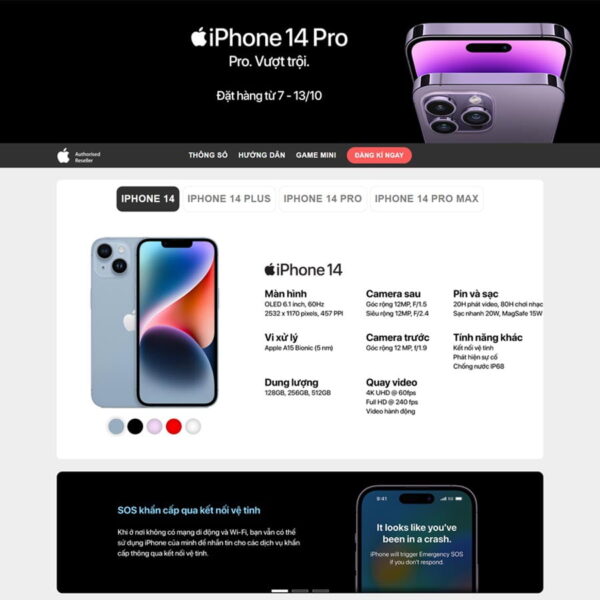 Theme WordPress bán Iphone 02, Bán hàng, Điện thoại, iphone, Iphone 14