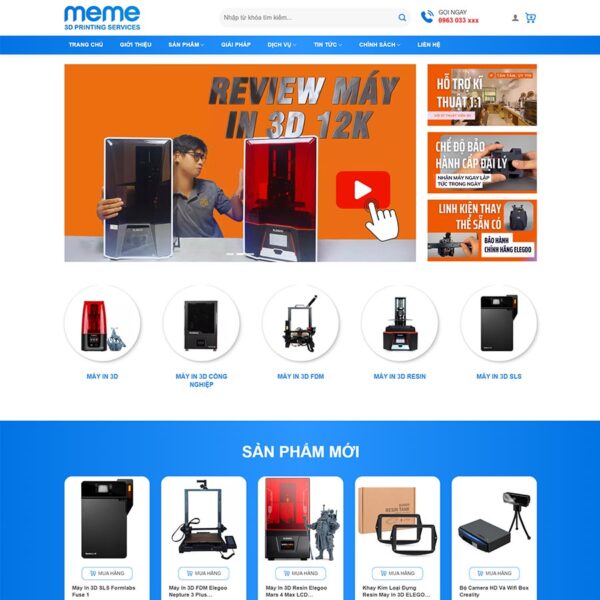 Theme WordPress bán máy in 3D, Bán hàng, In 3D, linh kiện, Máy in, print