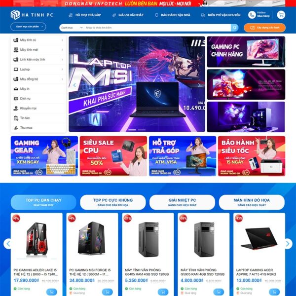 Theme WordPress bán máy tính 07, Bán hàng, Laptop, linh kiện, Máy tính