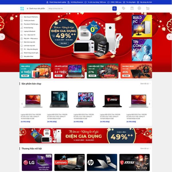 Theme WordPress bán máy tính, laptop 09, Bán hàng, Laptop, linh kiện, Máy tính