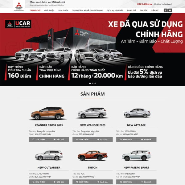 Theme WordPress bán ô tô Misubishi 03, Bán hàng, Xe hơi, Mitsubishi, Ô tô, Showroom