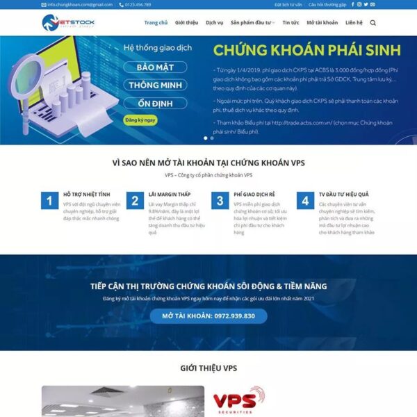 Theme WordPress công ty chứng khoán, Công ty, chứng khoán, Đầu tư, Tài chính