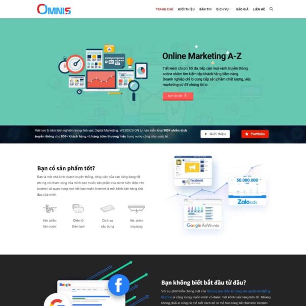 Theme WordPress công ty thiết kế web, marketing online, Công ty, Dịch vụ, Marketing, Website