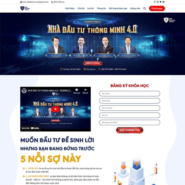 Theme WordPress khóa học đầu tư, Giáo dục, Đầu tư, Khóa học, Làm giàu