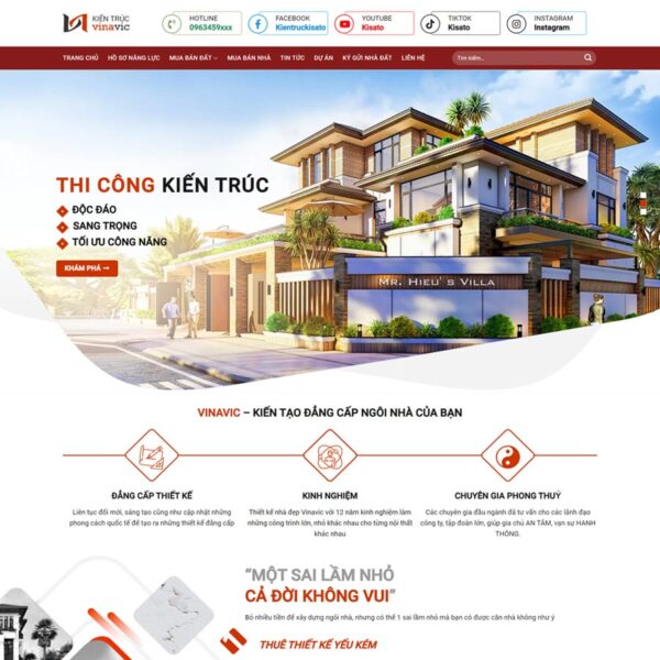 Theme WordPress kiến trúc 05, Công ty, Nội thất, Bất động sản, Kiến trúc, Xây dựng