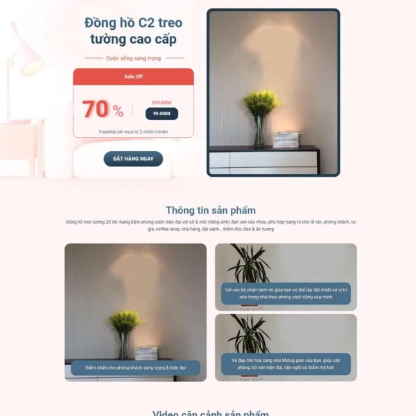 Theme WordPress landing page đồng hồ gián tường 3D, Bonus, Landing Page, Bán hàng, Đồng hồ, Landing page