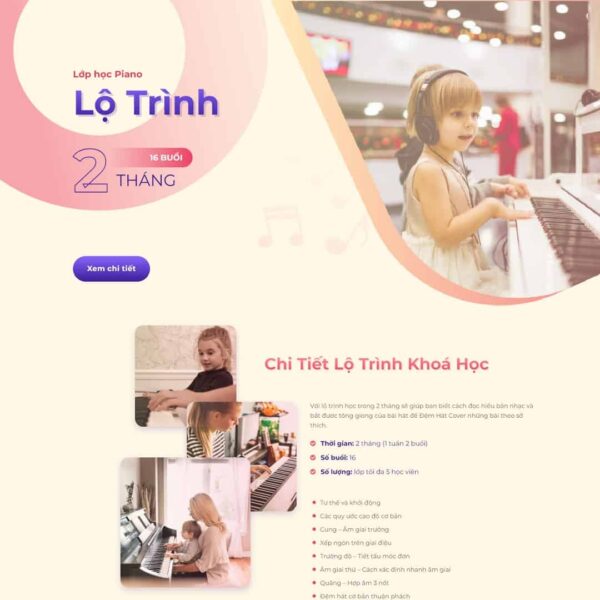 Theme WordPress landing page khóa học đàn Piano, Bonus, Landing Page, Giáo dục, Học đàn, Khóa học, Landing page, Piano