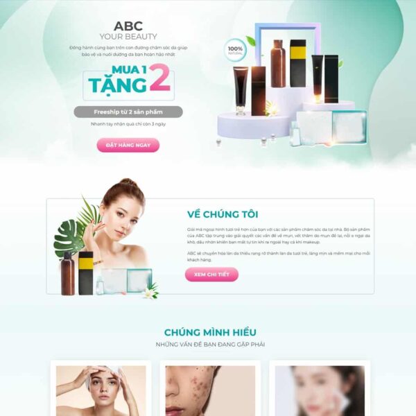 Theme WordPress Landing page mỹ phẩm, Bonus, Landing Page, Làm đẹp, Landing page, Mỹ phẩm, Spa