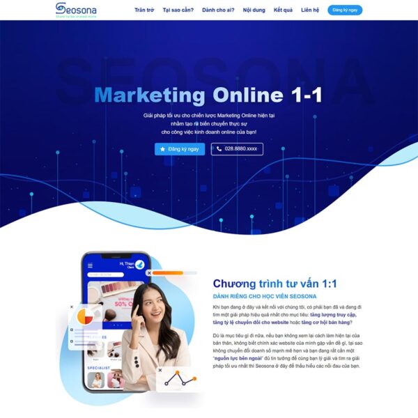 Theme WordPress landing page tư vấn marketing online, Landing Page, Giải pháp, Marketing, SEO, Tư vấn