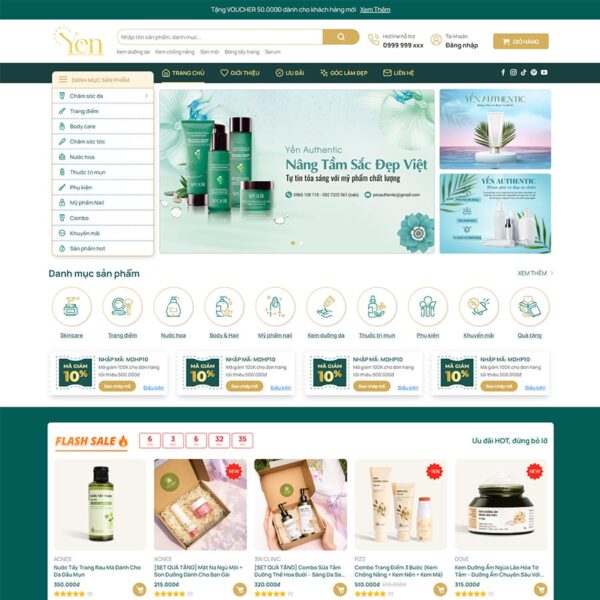 Theme WordPress mỹ phẩm 22, Bán hàng, Làm đẹp, Cosmetic, Mỹ phẩm, Spa