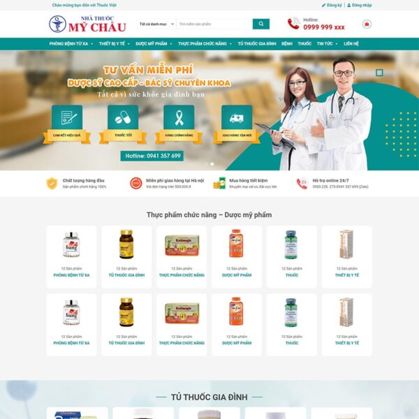 Theme WordPress nhà thuốc 05, Bán hàng, Dược phẩm, Thực phẩm, Thuốc, Thuốc tây