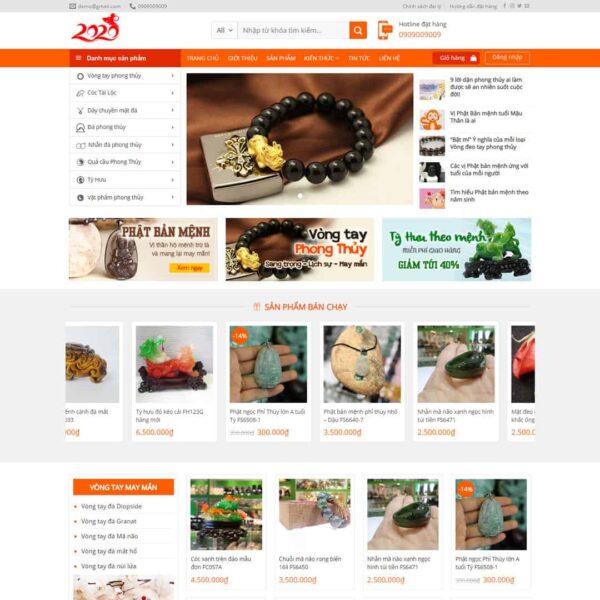 Theme WordPress Shop bán vật phẩm phong thủy, Bán hàng, Đá quý, Phong thủy, Vật phẩm