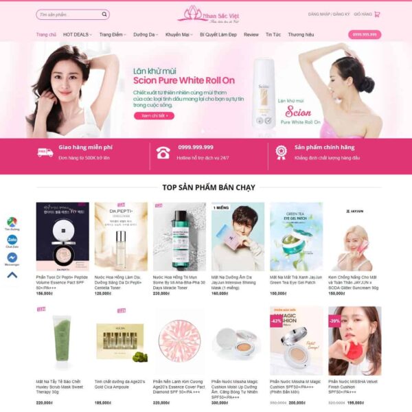 Theme WordPress Shop mỹ phẩm 05, Bán hàng, Làm đẹp, Mỹ phẩm, Spa