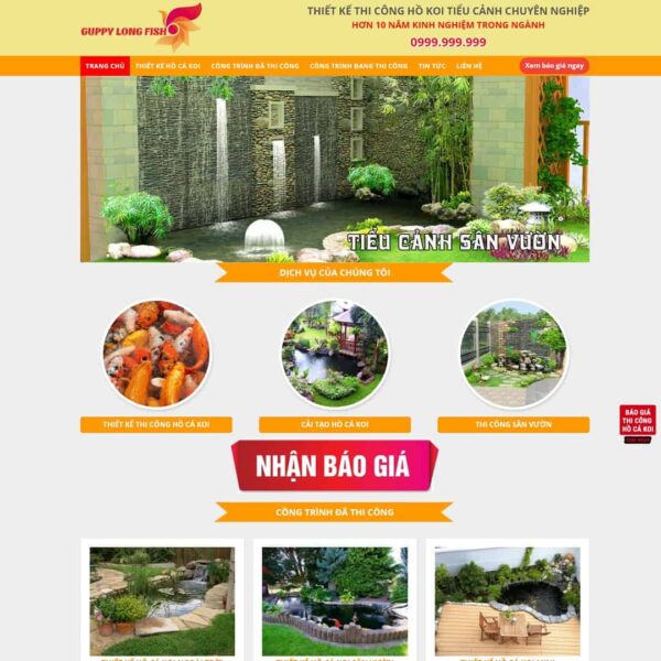 Theme WordPress thi công hồ cá Koi, Tiểu cảnh, Công ty, cá koi