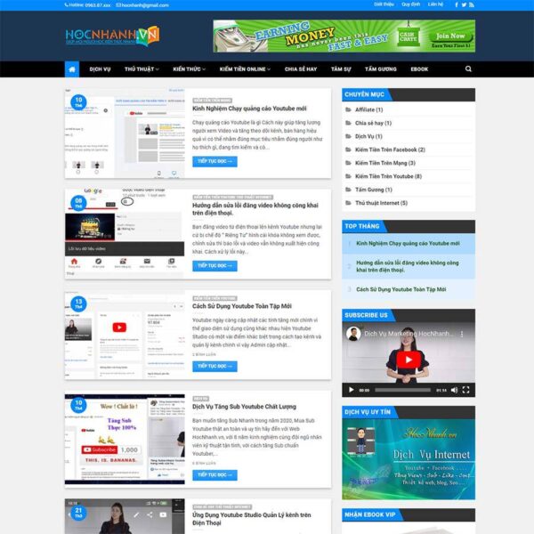 Theme WordPress tin tức 13, Tin tức, Blog, học tập