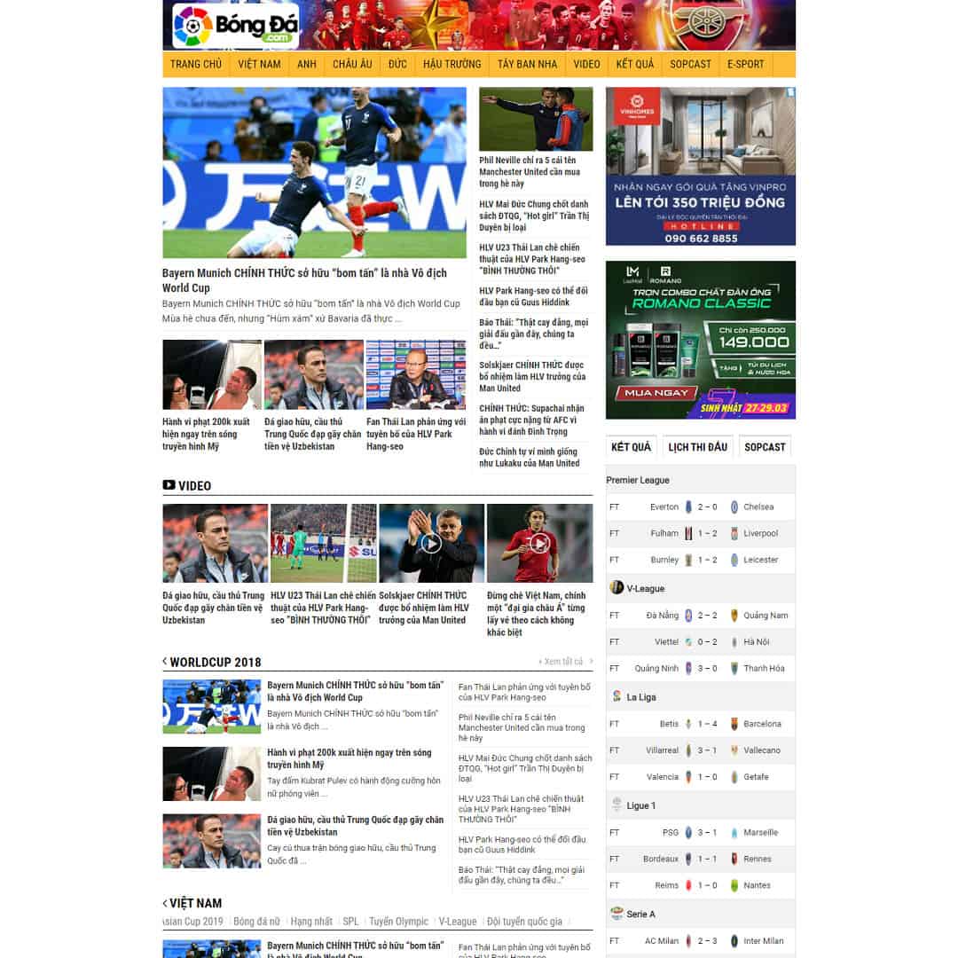 Theme WordPress tin tức thể thao, bóng đá, Tin tức, Bóng đá, Thể thao